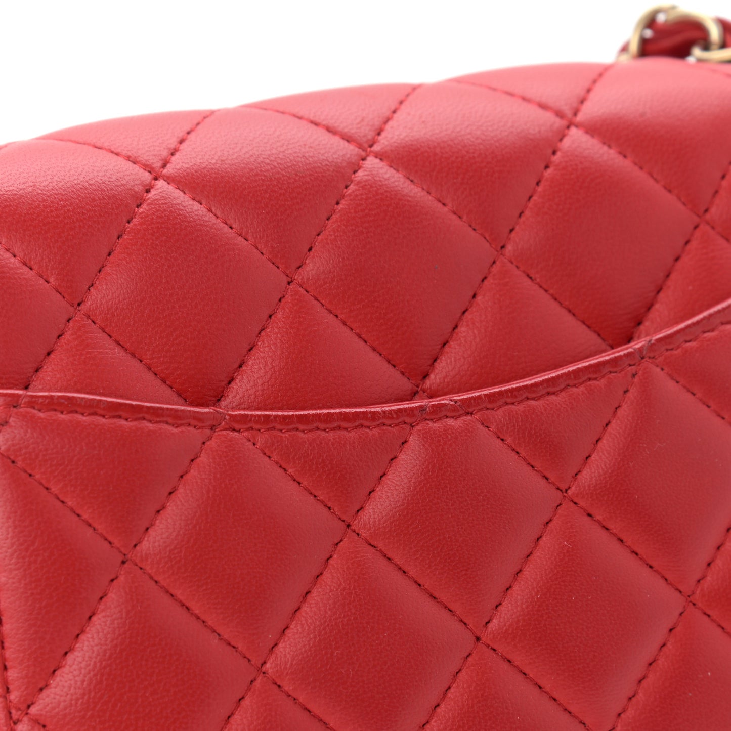 Lambskin Quilted Mini Rectangular Flap Red