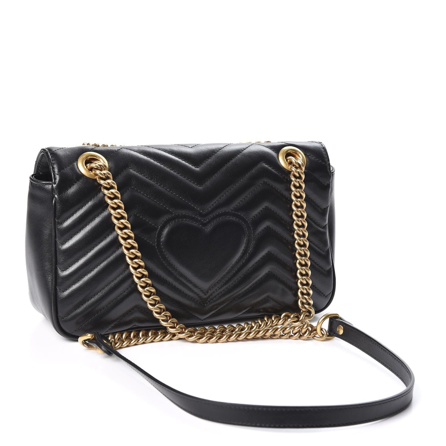 Gucci Calfskin Matelasse Small GG Marmont Shoulder Bag Black 2 of 10