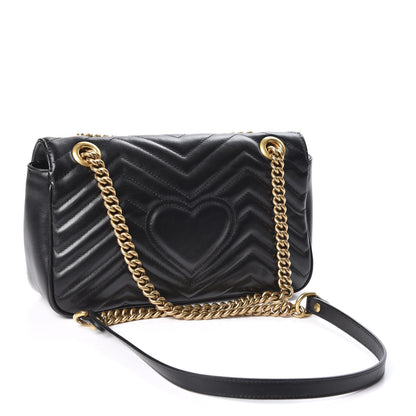 Gucci Calfskin Matelasse Small GG Marmont Shoulder Bag Black 2 of 10