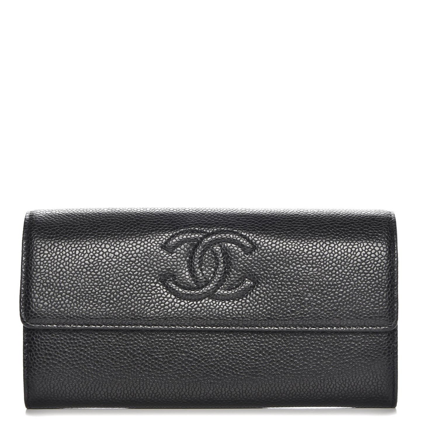 Caviar Timeless CC Large Gusset Flap Wallet Black
