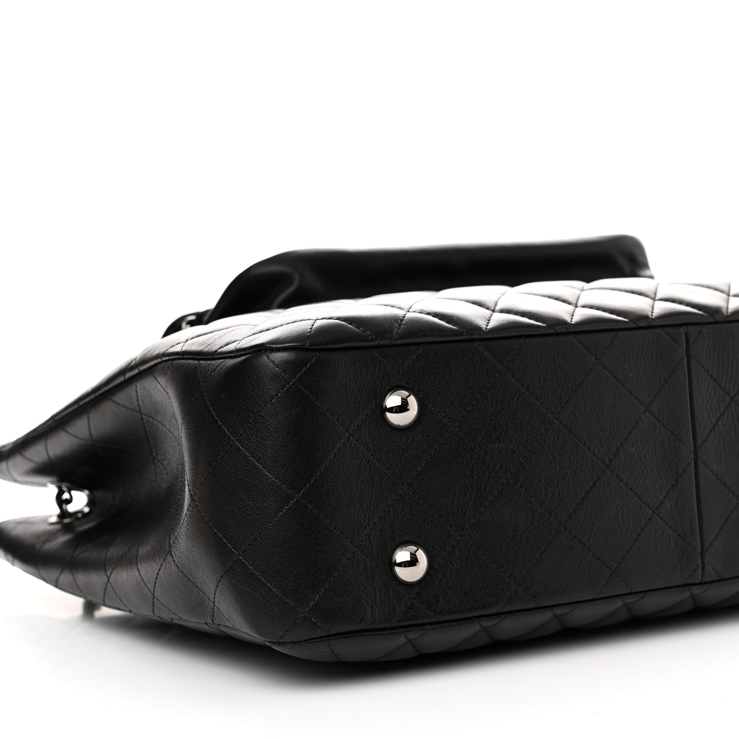 Lambskin Quilted Front Flap Tote Black