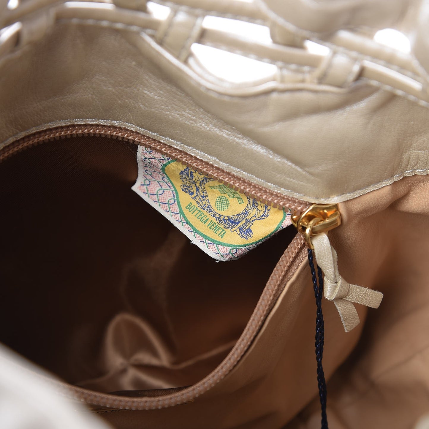 Nappa Intrecciato Drawstring Bucket Bag Silver