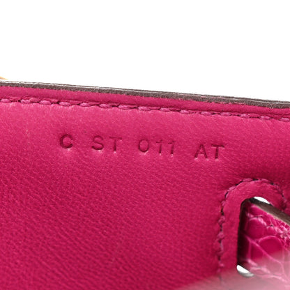 Hermes Shiny Alligator Kelly Pochette Rose Scheherazade 7 of 14