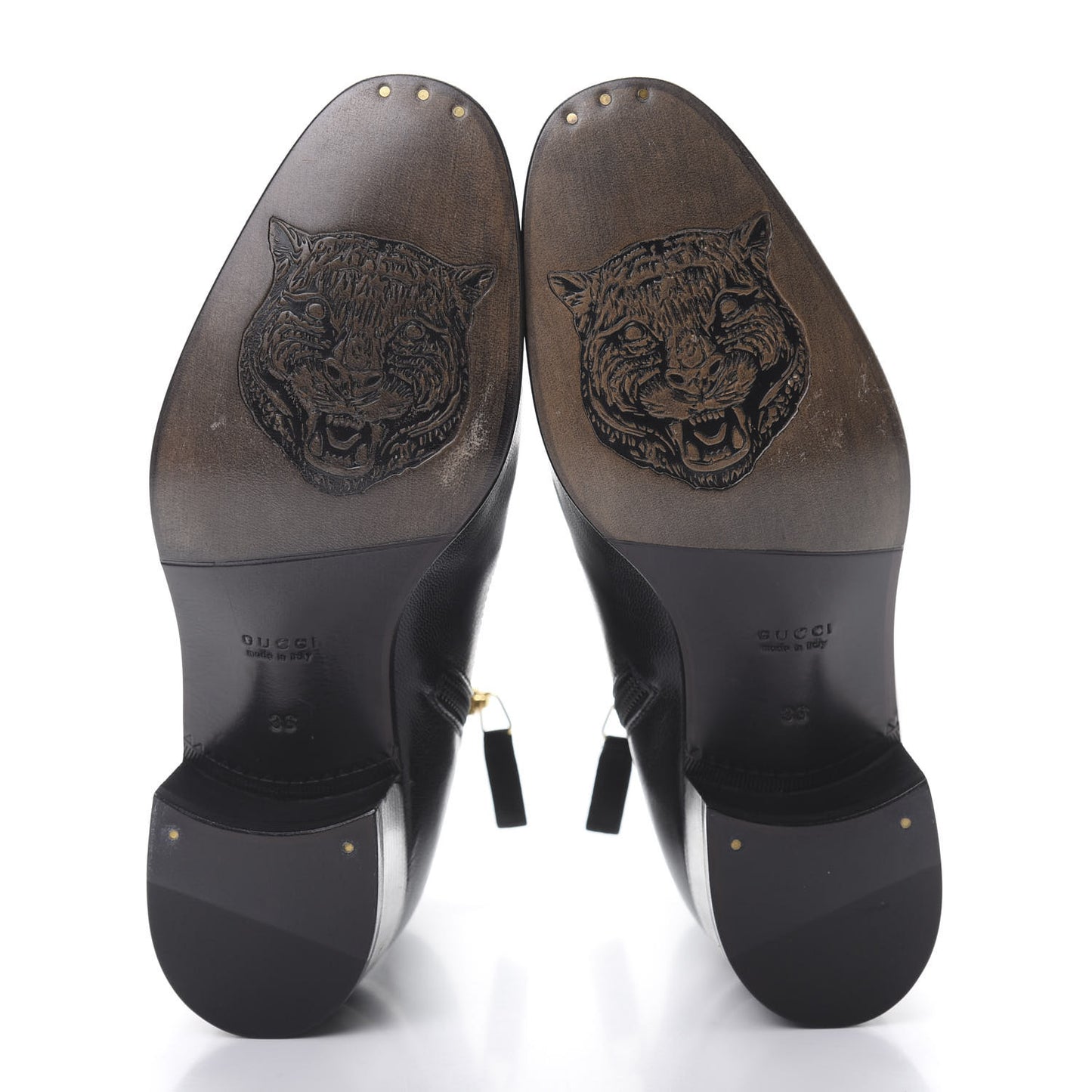 Goatskin Kitten Chain Horsebit Ankle Boots 36 Black