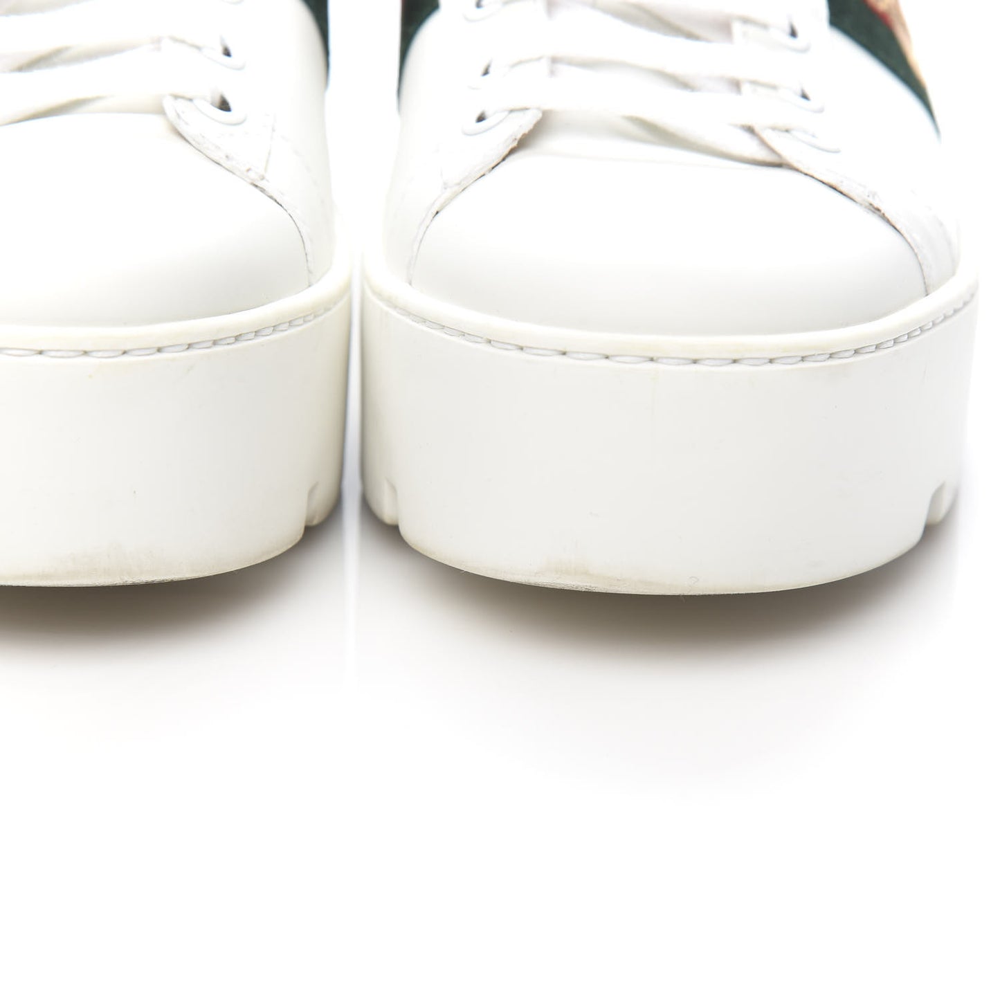 Calfskin Web Bee Embroidered Womens Ace Platform Sneakers 37 White