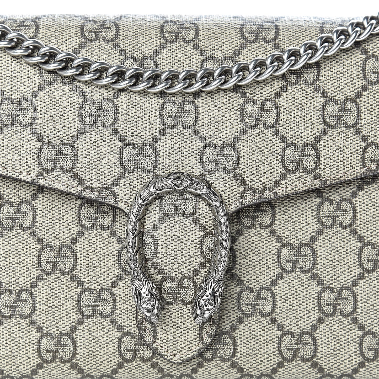GG Supreme Monogram Mini Dionysus Chain Wallet Beige Vulcanic Red