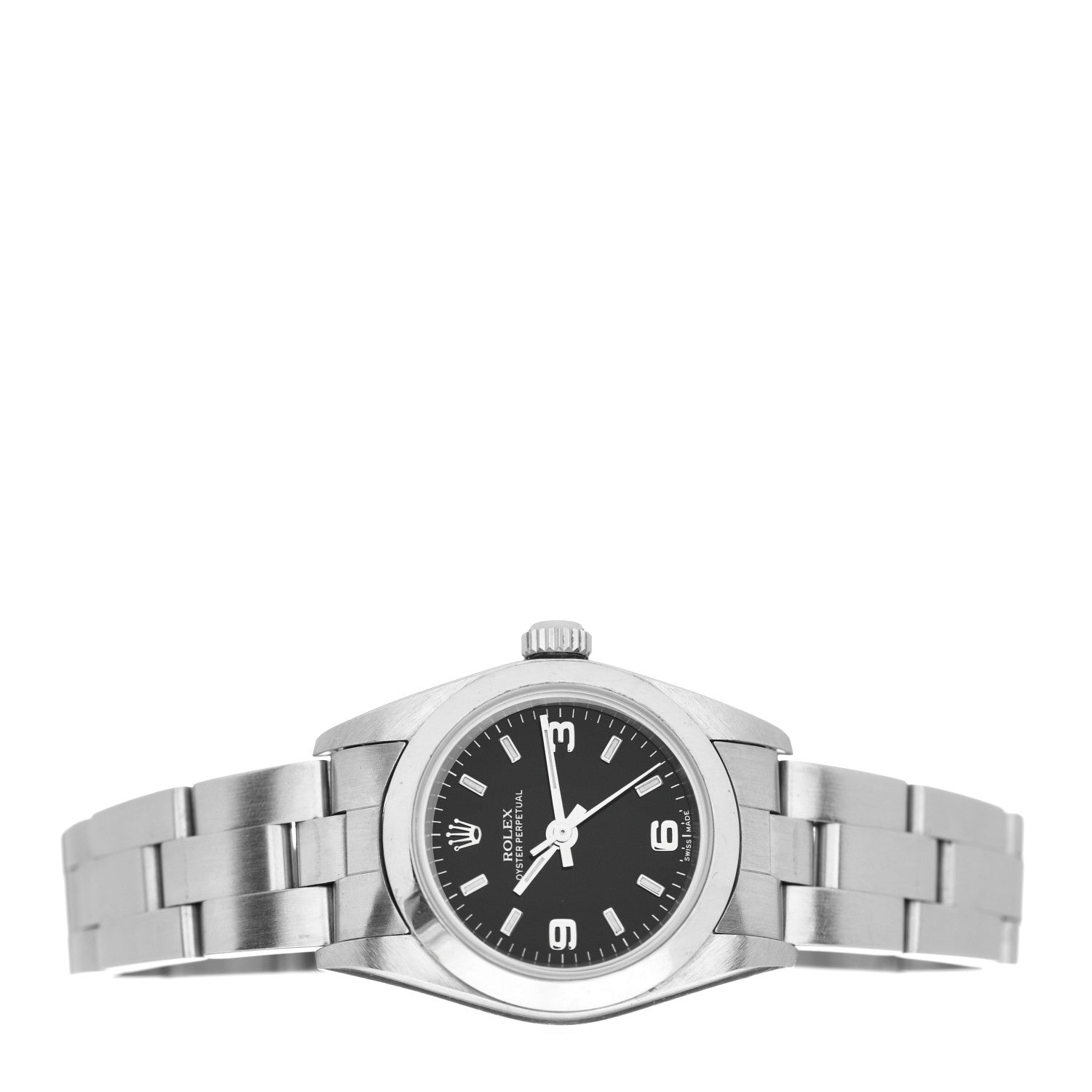 Rolex Stainless Steel 24mm Oyster Perpetual Watch Black 76080 2 of 4