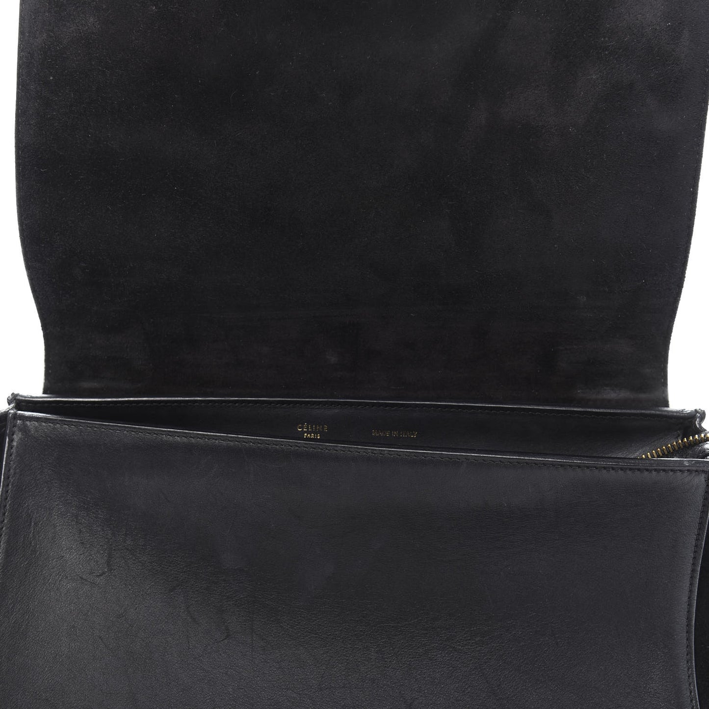 Smooth Calfskin Suede Medium Bi-Color Trapeze Black