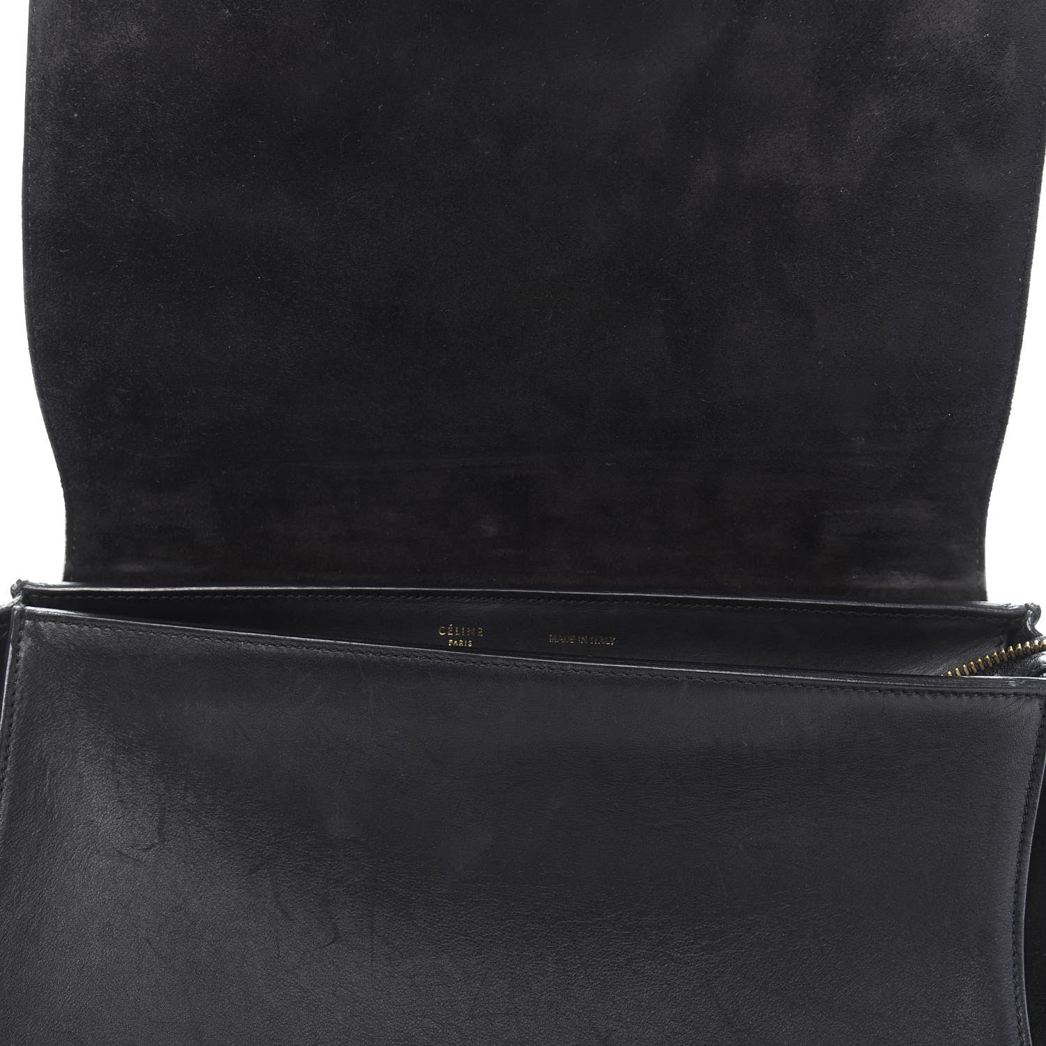 Celine Smooth Calfskin Suede Medium Bi-Color Trapeze Black 7 of 16