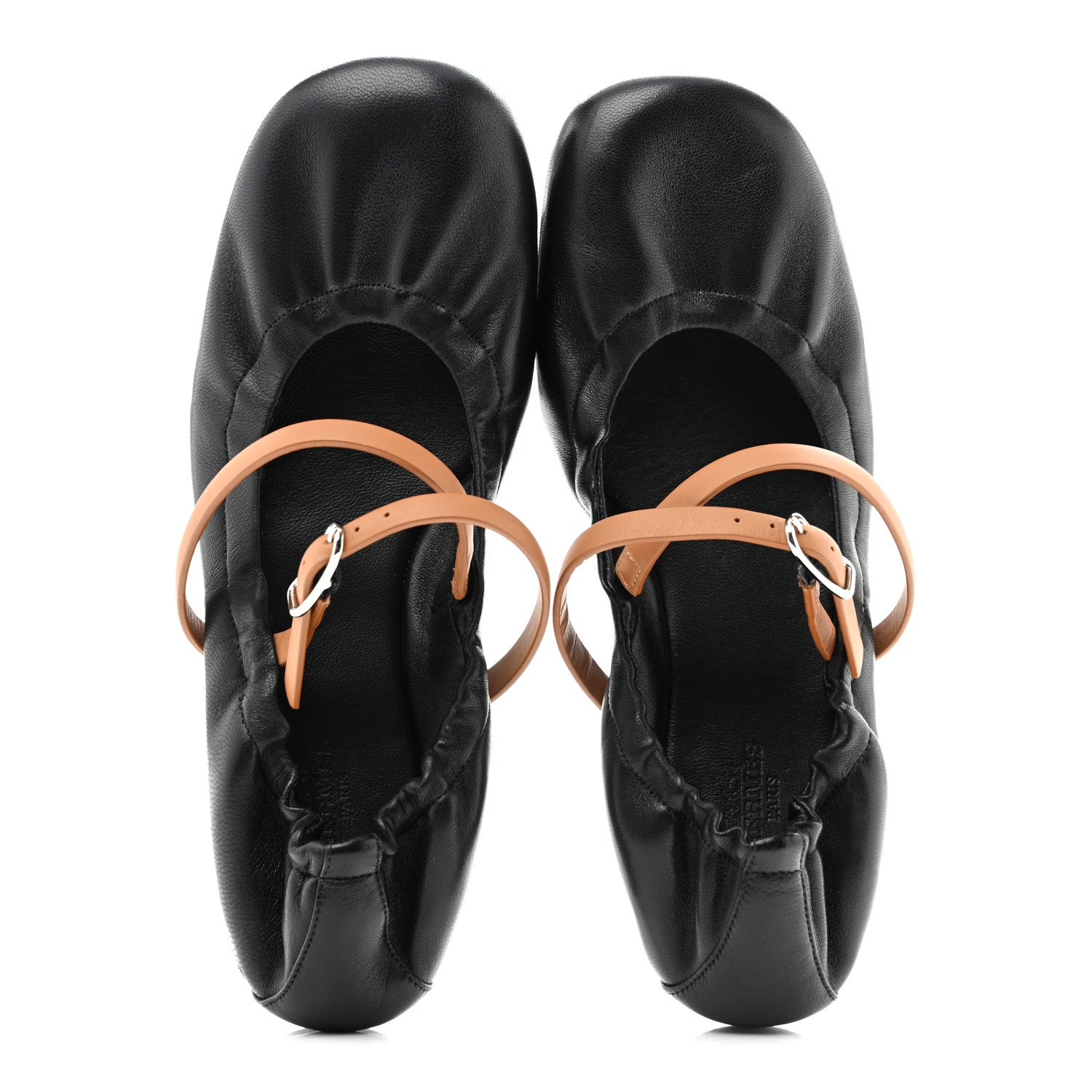 Hermes Nappa Jolly Ballet Flats 37 Black Naturel 2 of 11