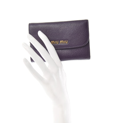 Miu Miu Goatskin Madras Flap Wallet Viola 2 of 7
