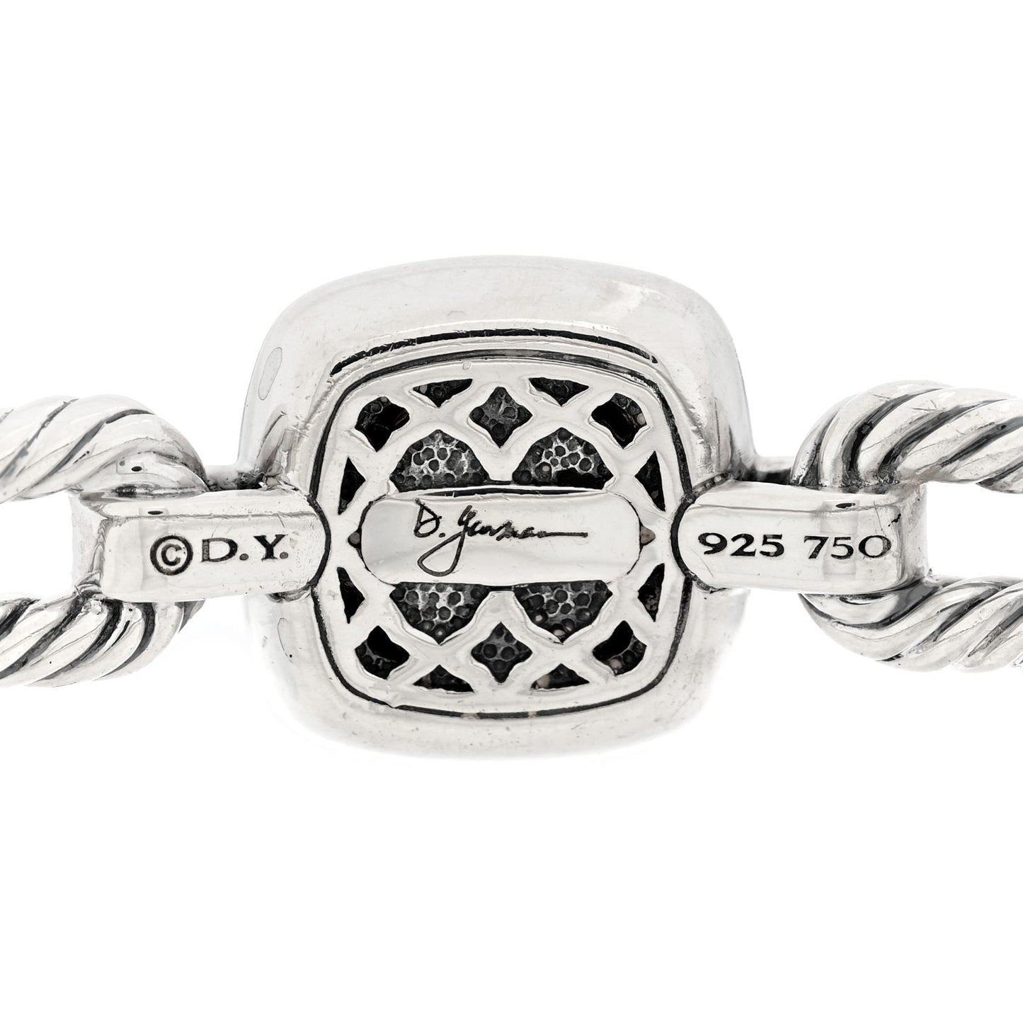 Sterling Silver 18K Yellow Gold Diamond Garnet Albion Cable Bracelet