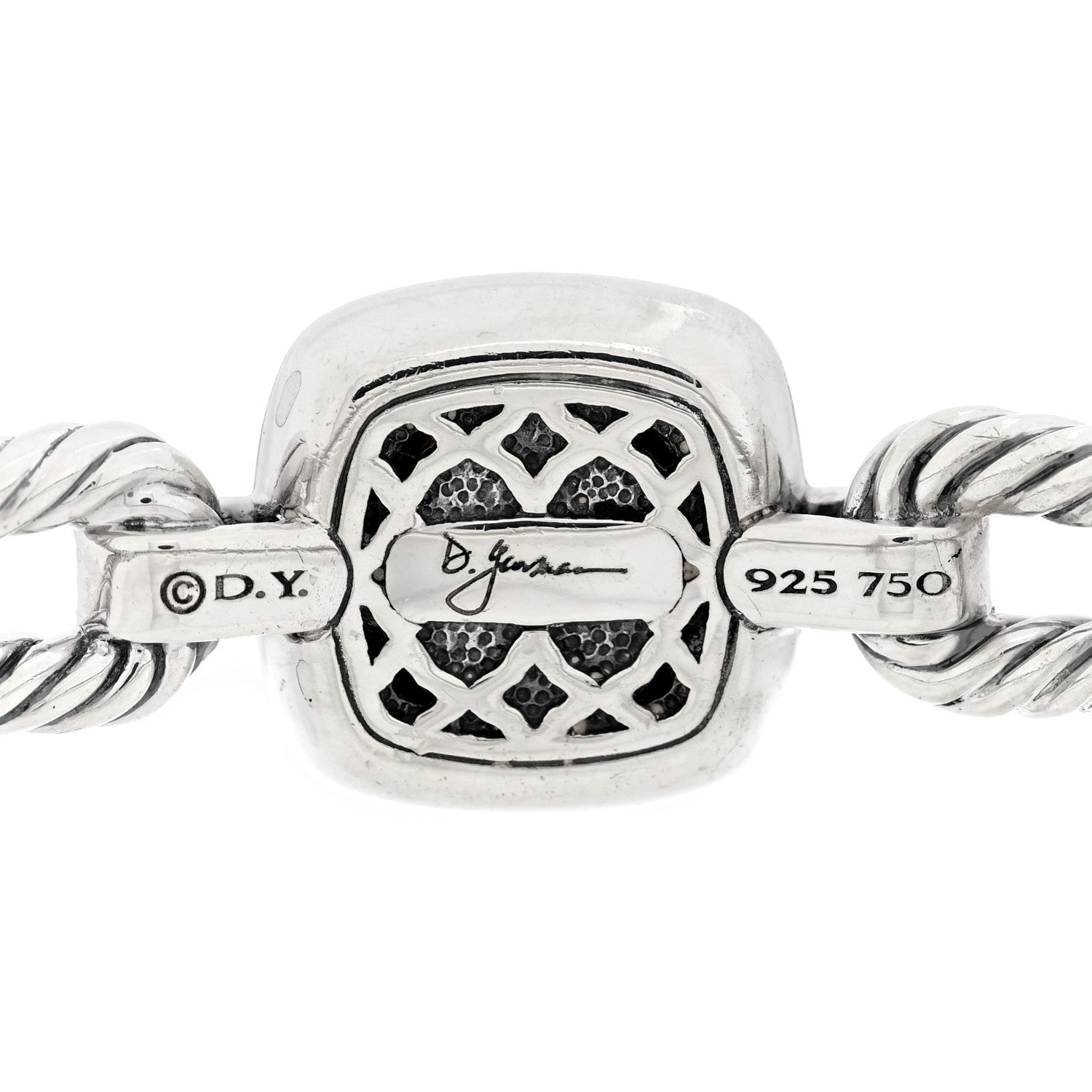 David Yurman Sterling Silver 18K Yellow Gold Diamond Garnet Albion Cable Bracelet 3 of 3