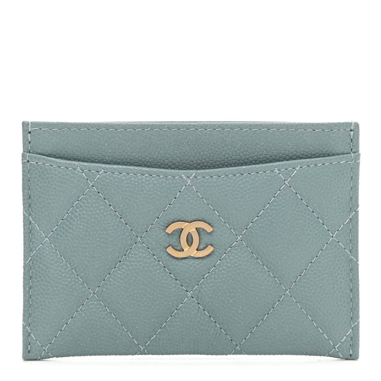 Chanel Iridescent Caviar Quilted Card Holder Light Blue 1 of 8