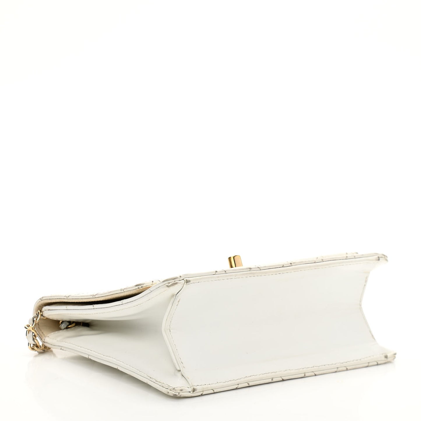 Lambskin Stitched Small Single Flap White
