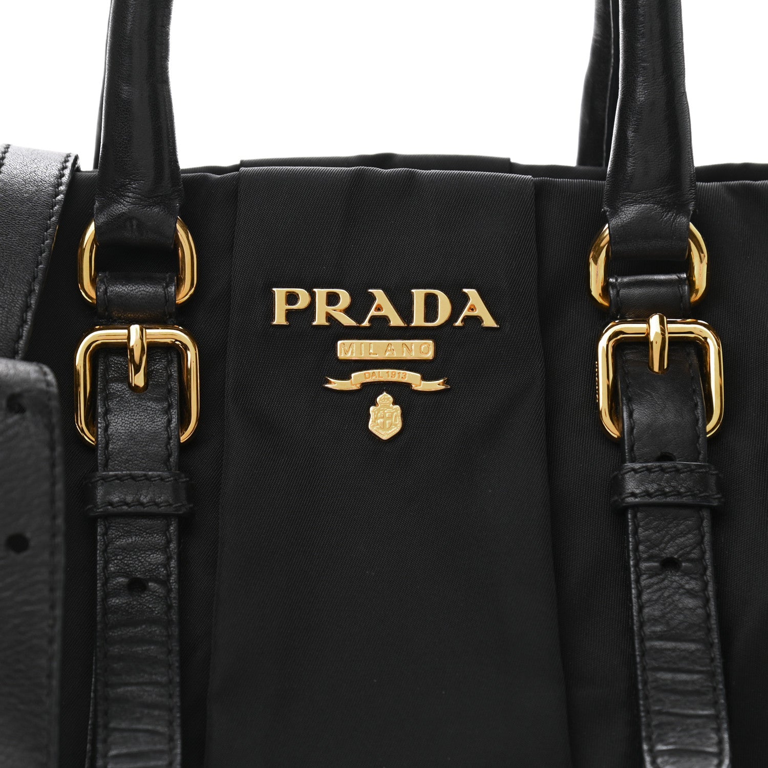 Prada Tessuto Nylon Soft Calfskin Tote Black 8 of 11