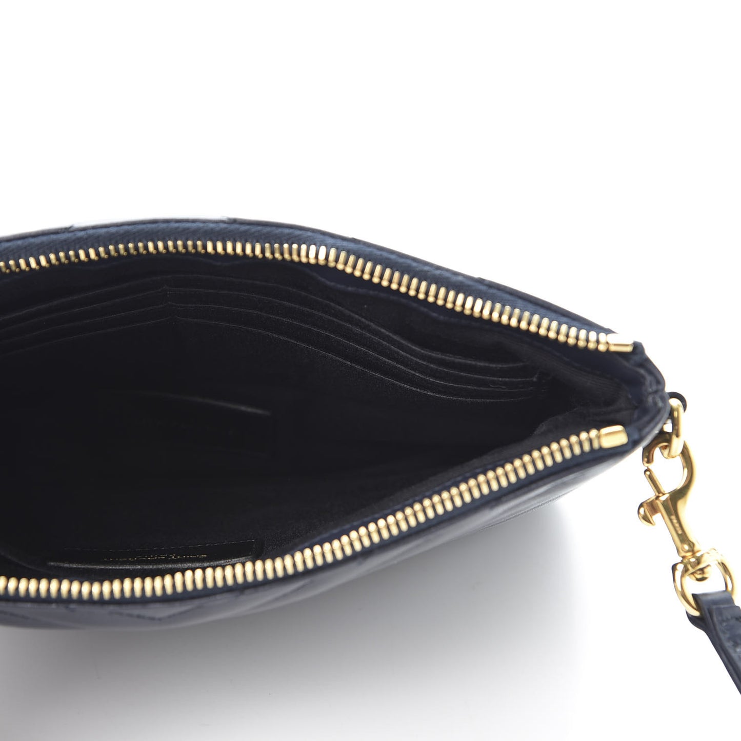 Calfskin Matelasse Chevron Monogram A5 Wristlet Deep Marine