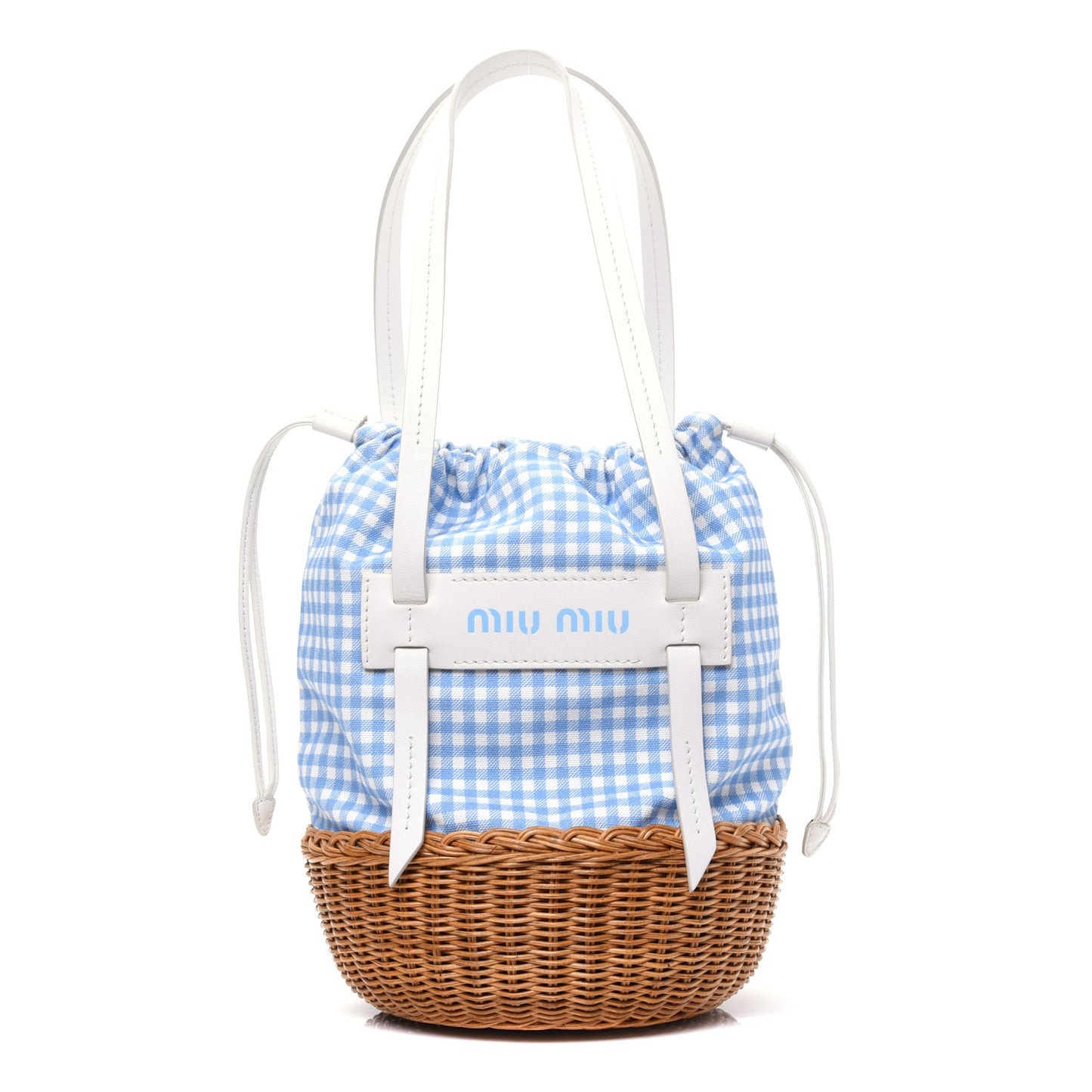 Canapa Vichy Wicker Gingham Basket Bag Celeste Miel