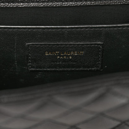 Saint Laurent Grain De Poudre Textured Mixed Matelasse Triquilt Medium Monogram Satchel Black 6 of 11