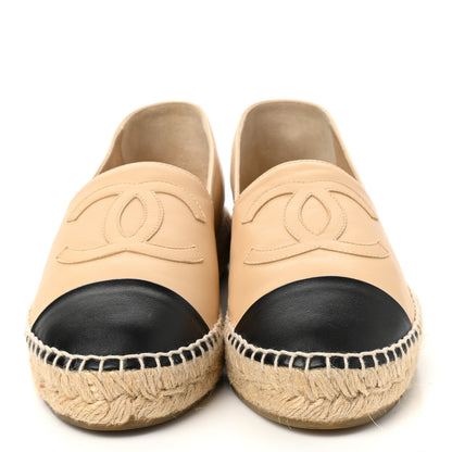 Chanel Lambskin CC Espadrilles 38 Beige Black 2 of 9