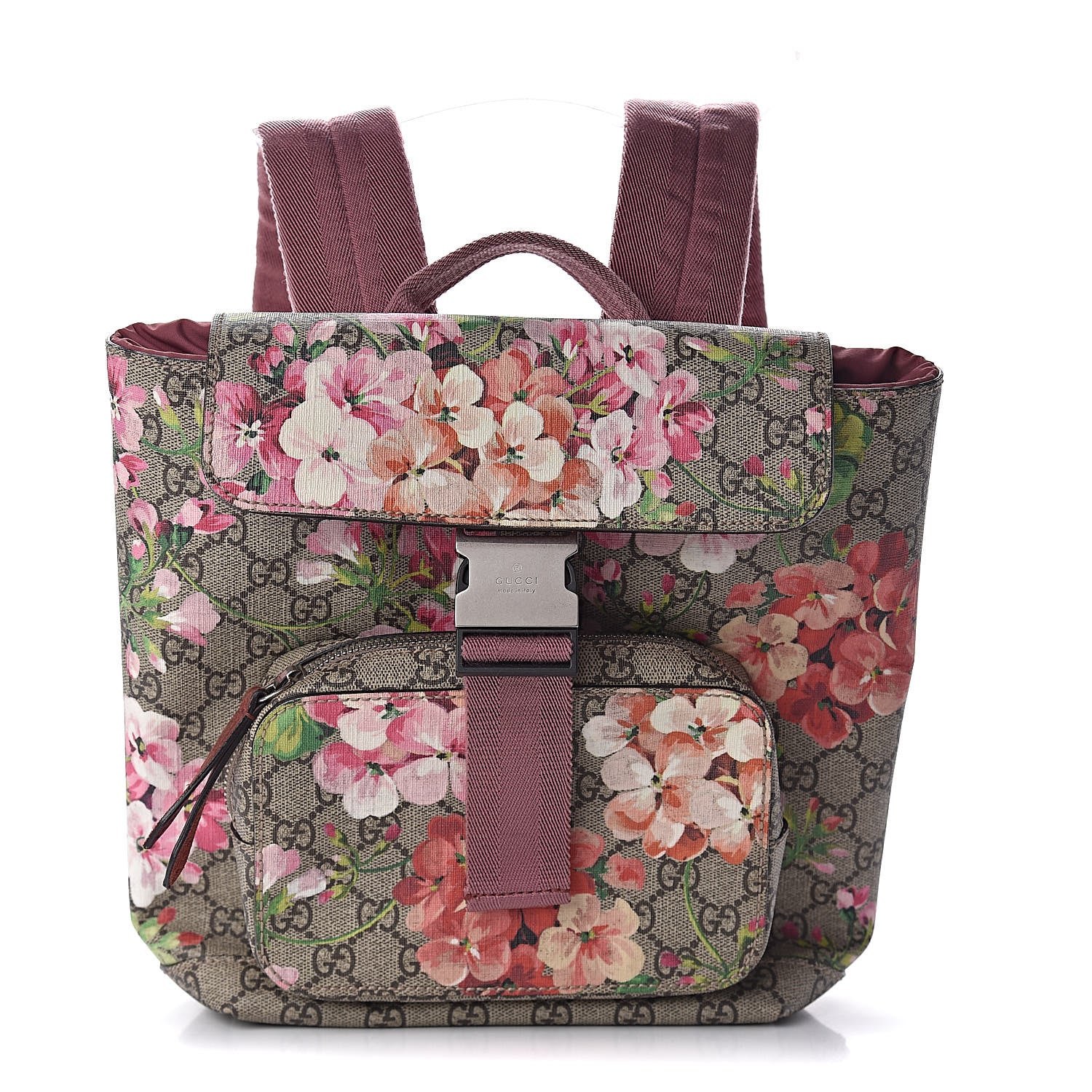 Gucci GG Supreme Monogram Blooms Small Single Buckle Backpack Beige Multicolor Dry Rose 1 of 10