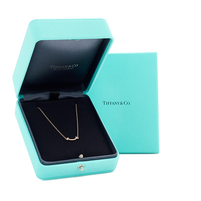 Tiffany 18K Rose Gold Diamond Mini T Smile Pendant Necklace 8 of 8