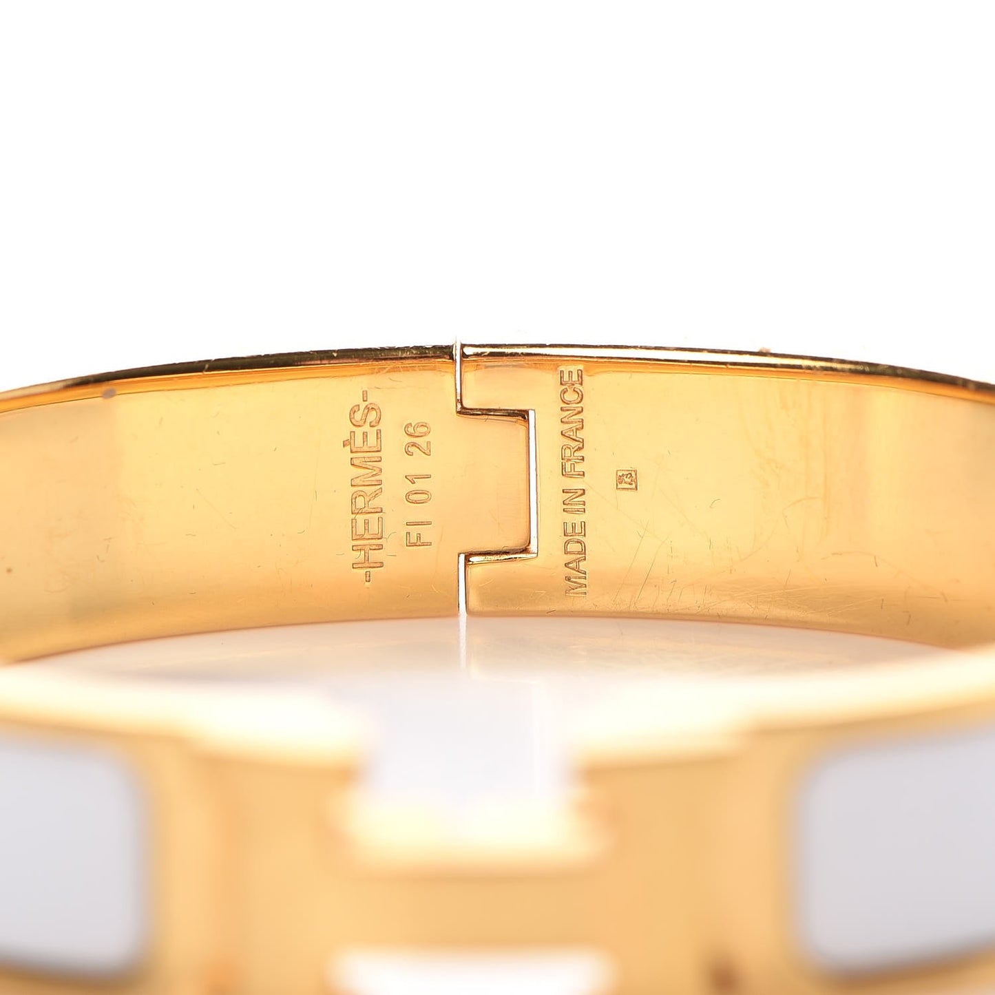 Enamel Narrow Clic Clac H Bracelet PM White