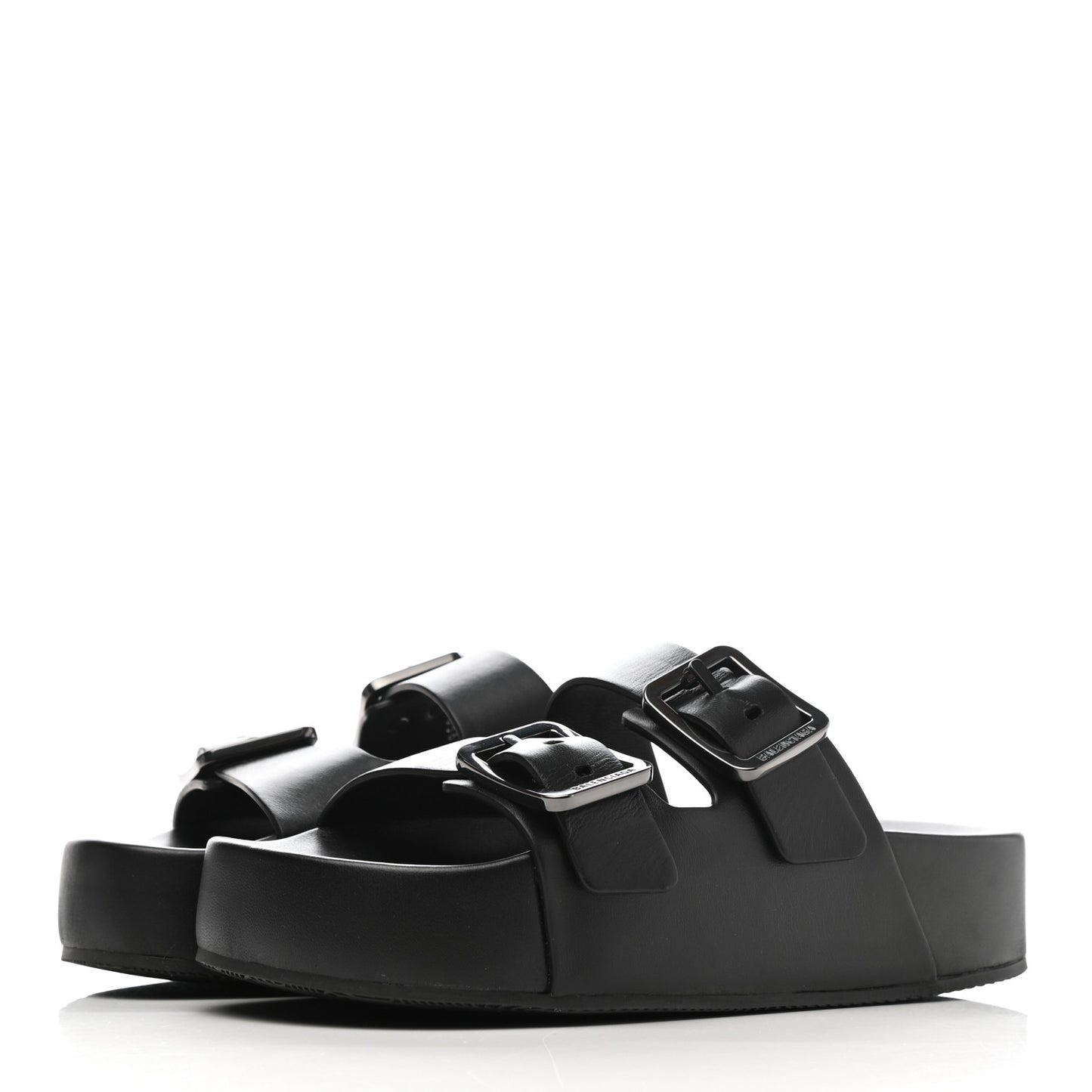 Smooth Nappa Mallorca Platform 50mm Slide Sandals 40 Black