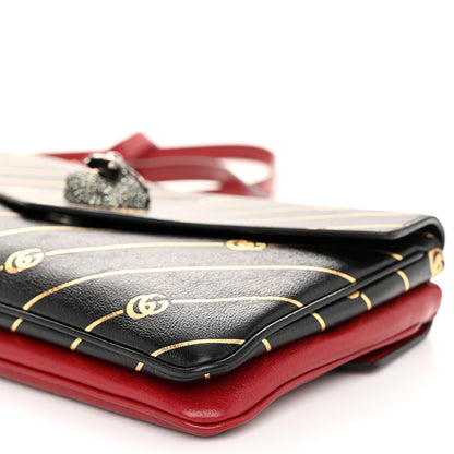 Gucci Calfskin Diagonal GG Medium Thiara Double Envelope Shoulder Bag Black Red 11 of 11