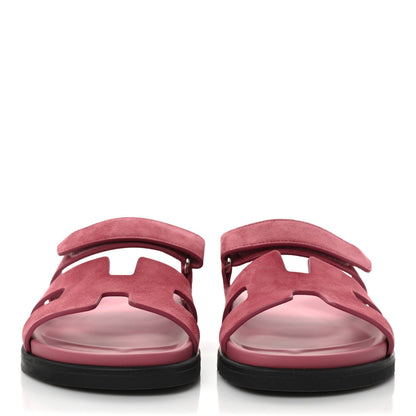 Hermes Suede Goatskin Womens Chypre Sandals 40 Rose Aphrodite 2 of 8