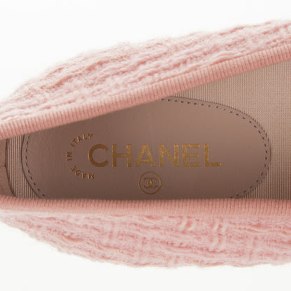 Chanel Tweed Velvet Cap Toe Ballerina Flats 39 Pink Black 7 of 7