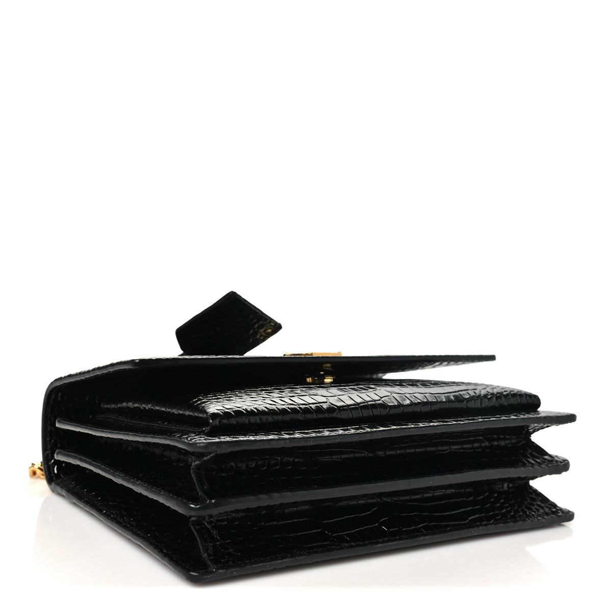Calfskin Crocodile Embossed Medium Monogram Sunset Black