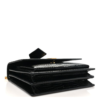 Saint Laurent Calfskin Crocodile Embossed Medium Monogram Sunset Black 4 of 10