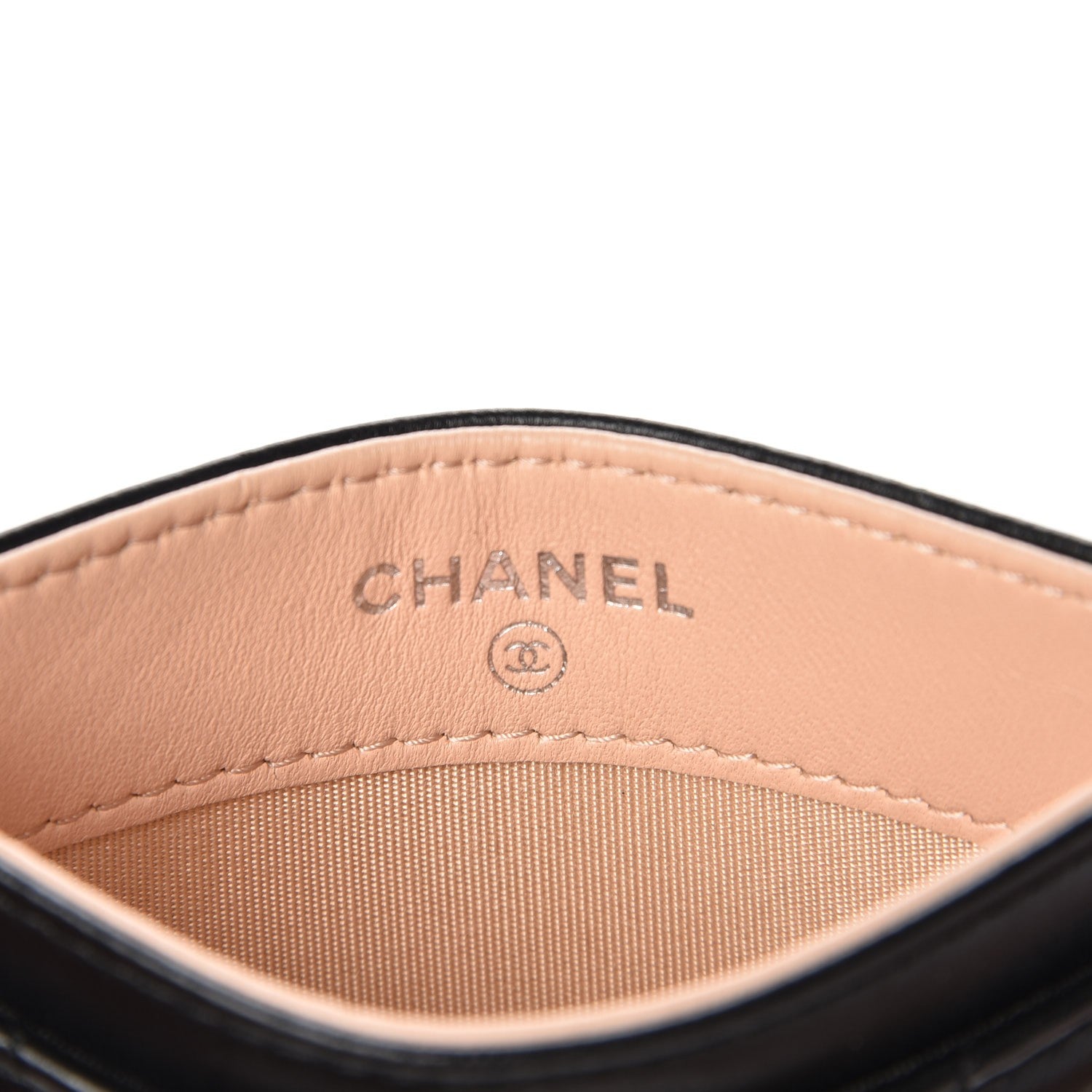 Chanel Lambskin Camellia Stitched Card Holder Black 6 of 9
