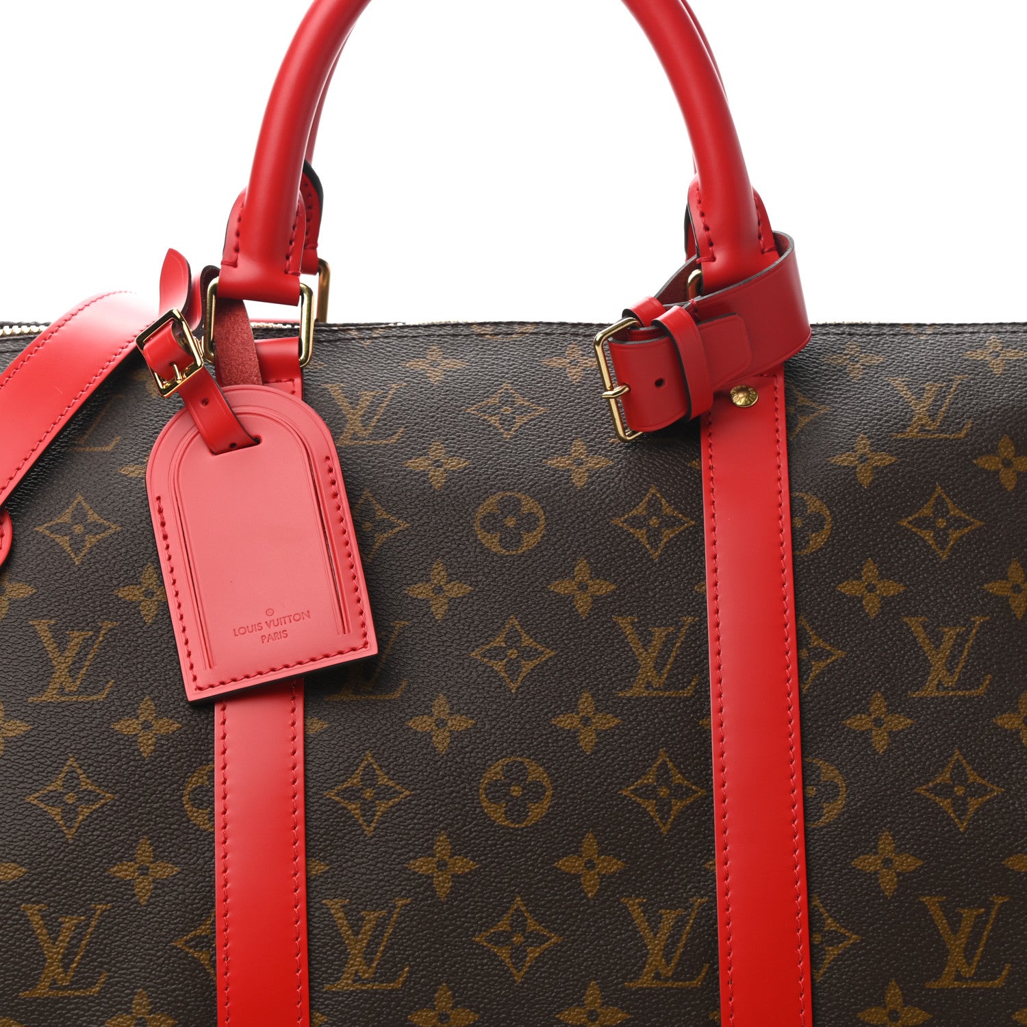 Louis Vuitton Calfskin Monogram Keepall Bandouliere 50 Coquelicot 7 of 11