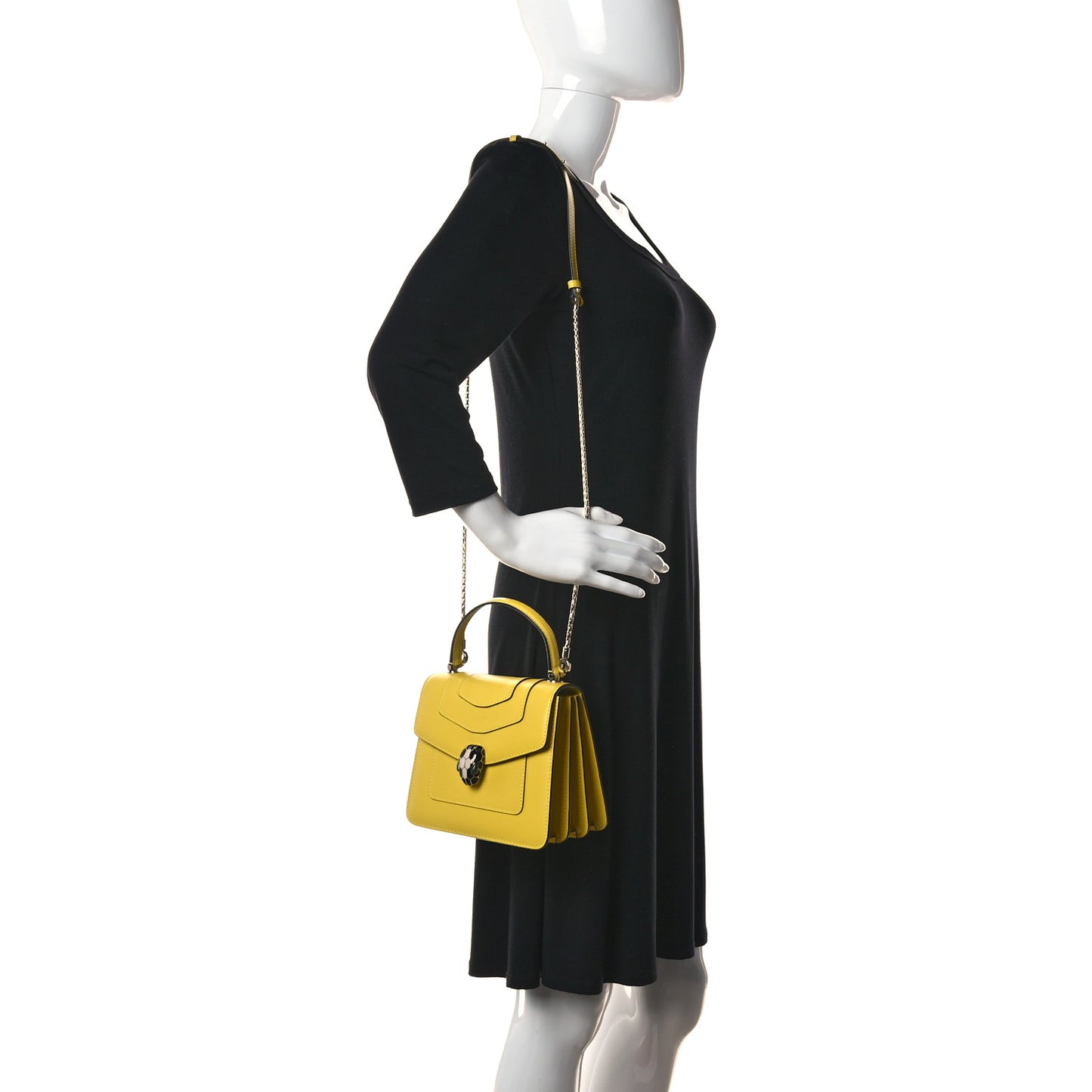 Calfskin Serpenti Forever Top Handle Yellow