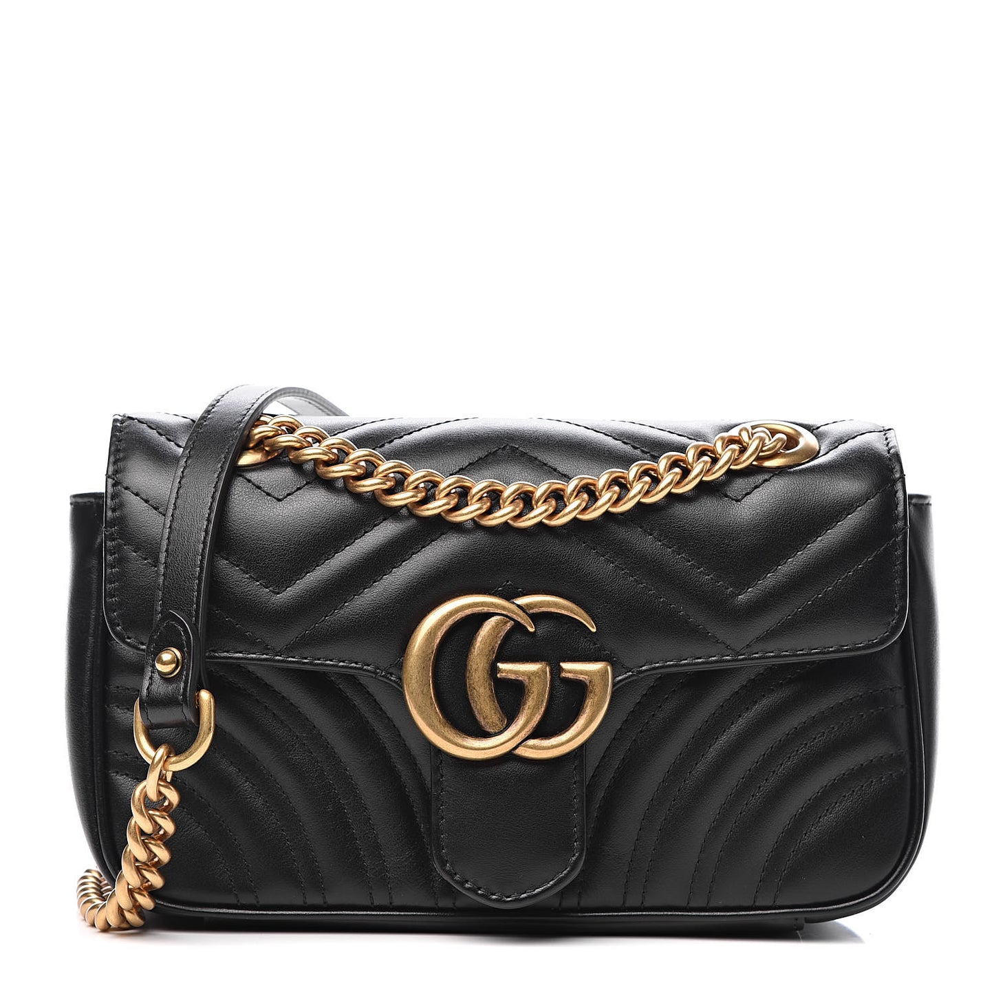 Calfskin Matelasse Mini GG Marmont Shoulder Bag Black
