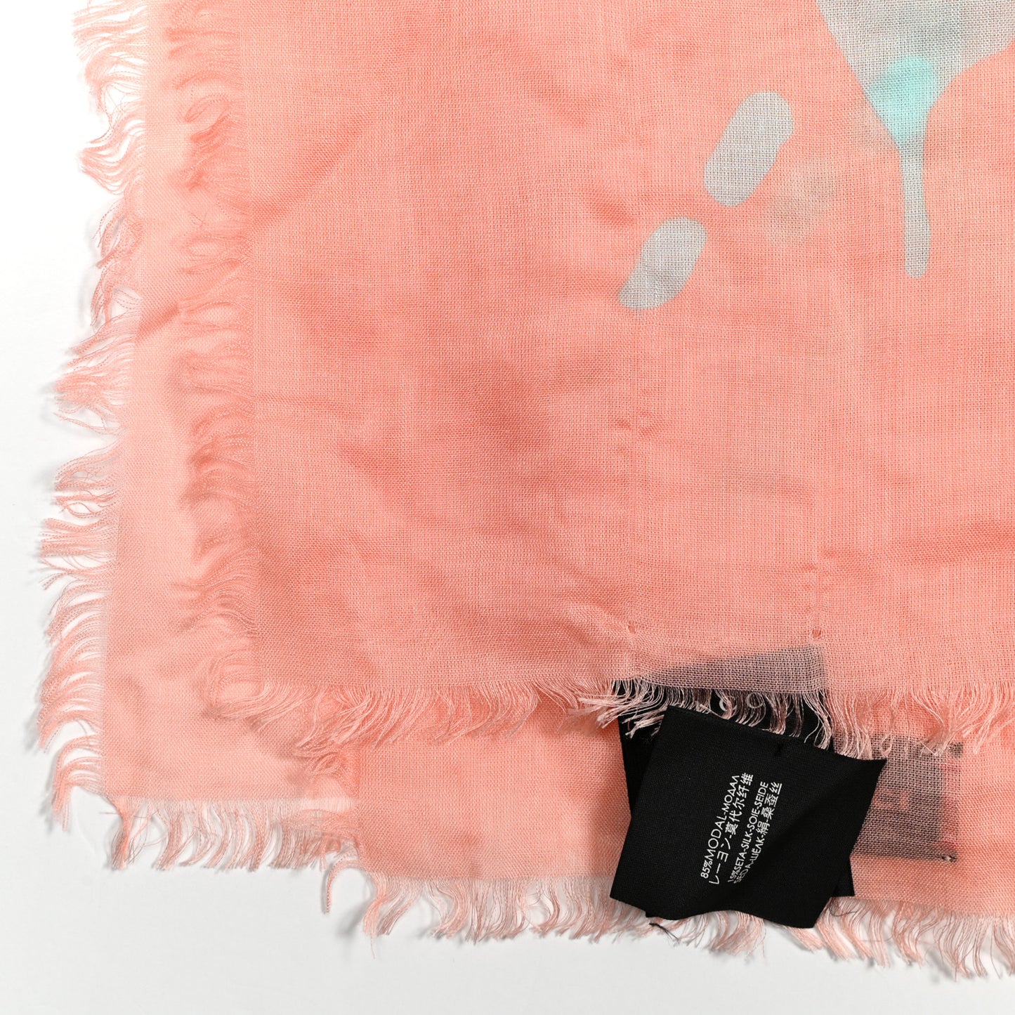 Modal Silk GG Writers Fringe Shawl Old Rose Sky Blue