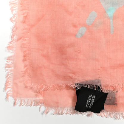 Gucci Modal Silk GG Writers Fringe Shawl Old Rose Sky Blue 5 of 5