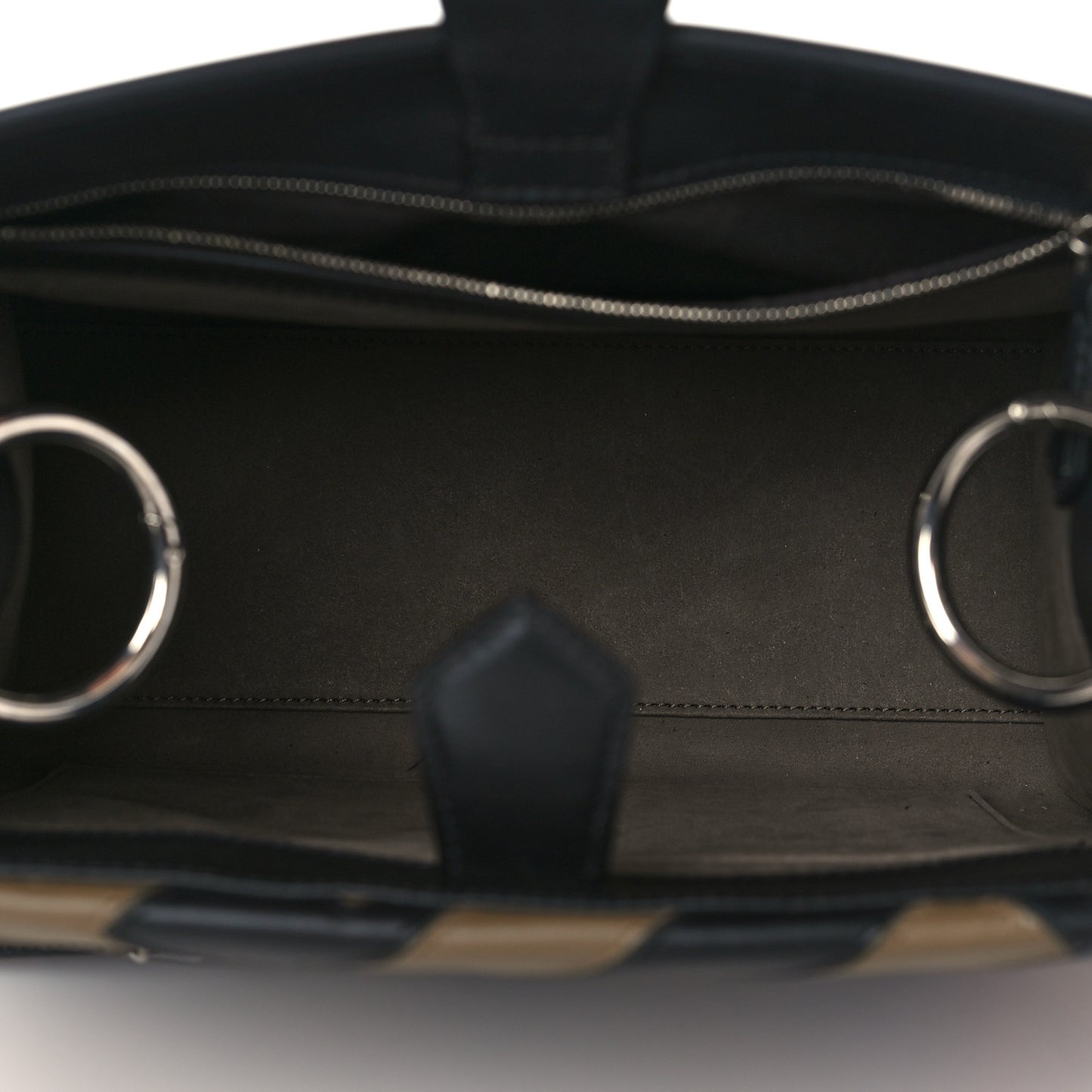 Vitello Century F is Fendi FF Diagonal Inlay Small Runaway Satchel Fango Black Fragola