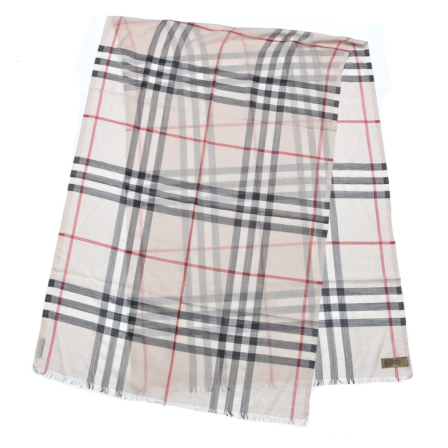 Burberry Wool Silk Gauze Giant Check Lightweight Scarf Stone 3 of 5