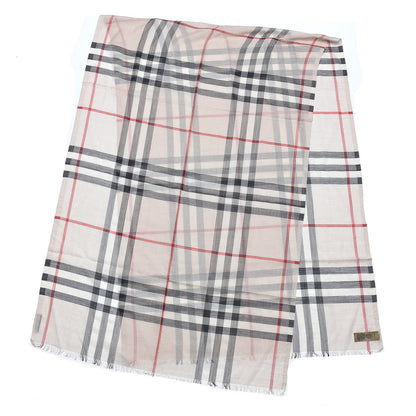 Burberry Wool Silk Gauze Giant Check Lightweight Scarf Stone 3 of 5