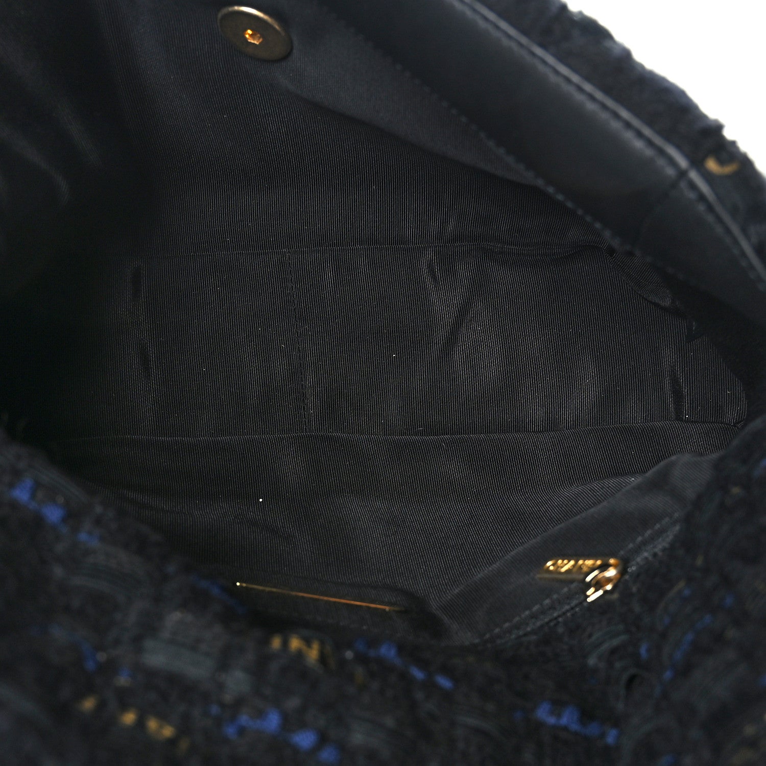 Chanel Tweed Quilted Large Chanel 19 Flap Black Navy Gold 5 of 9