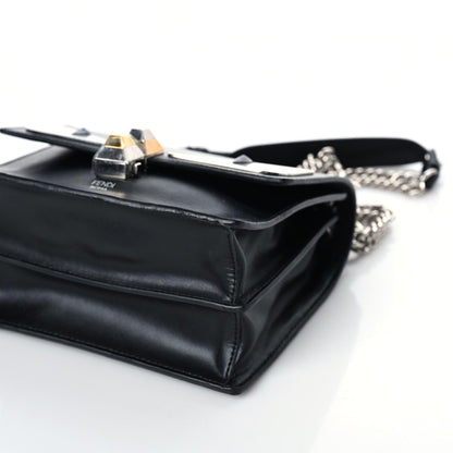 Fendi Vitello Liberty Lucido Metal Monster Eyes Studded Small Kan I Shoulder Bag Black 6 of 9