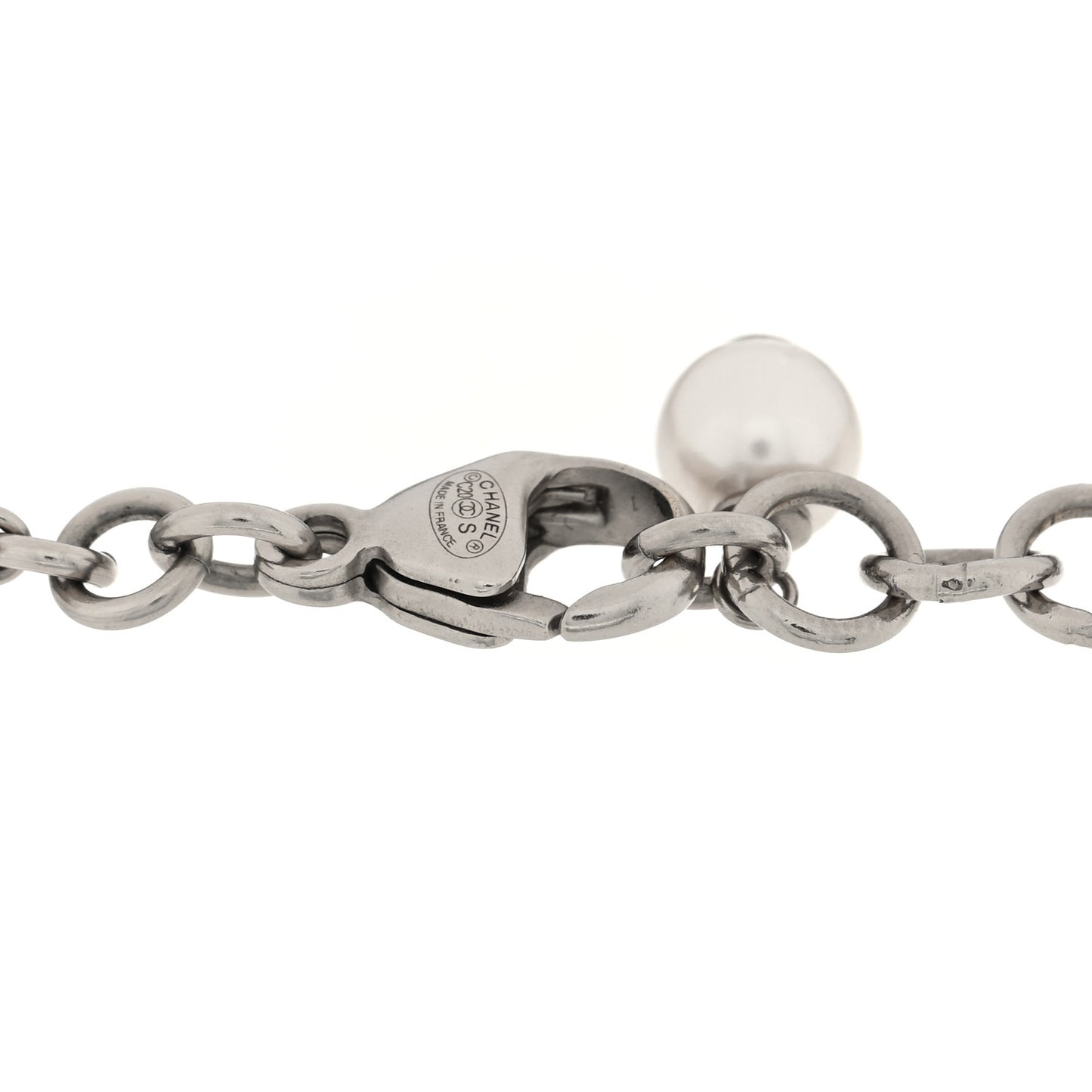 Crystal Pearl CC Bracelet Silver