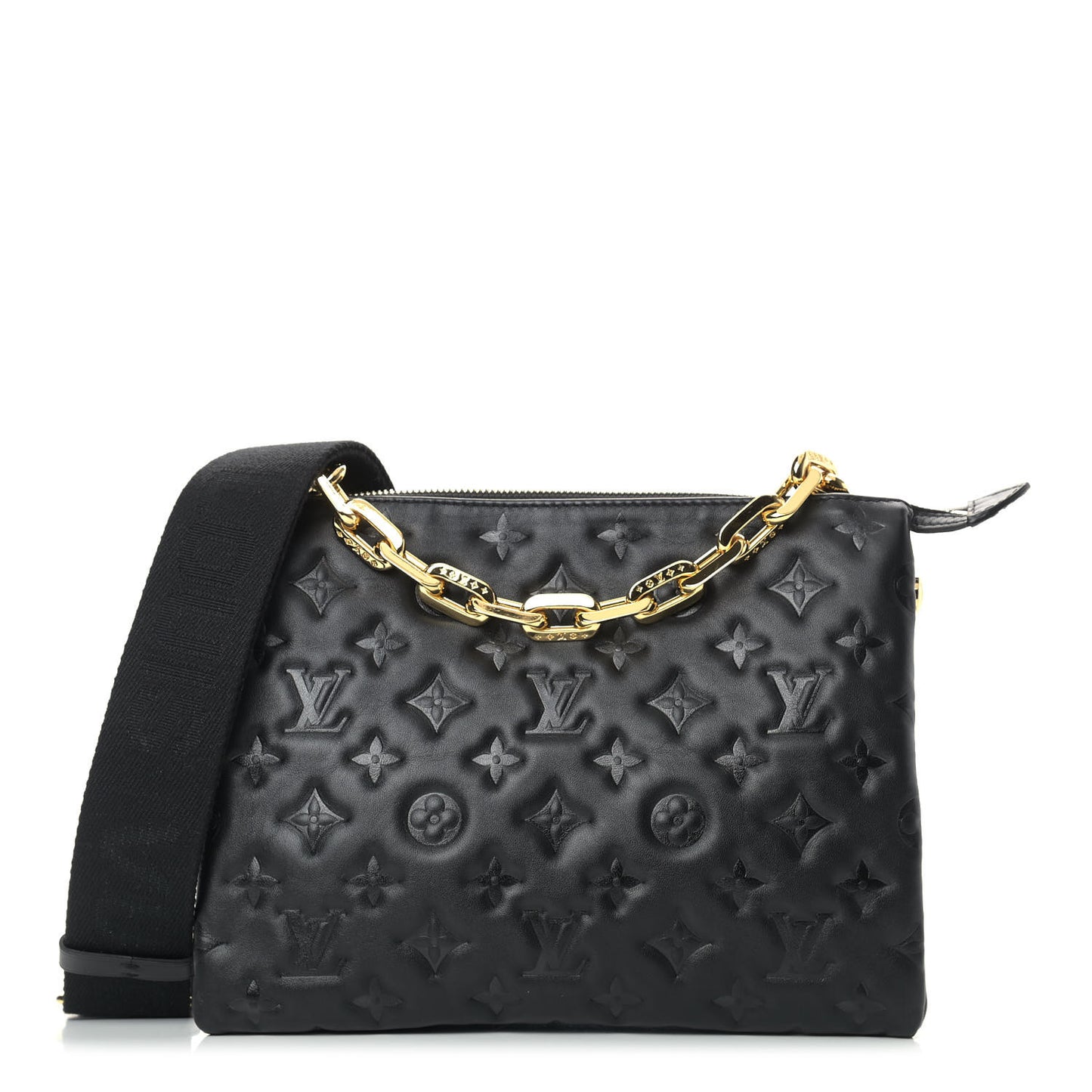 Lambskin Embossed Monogram Coussin PM Black