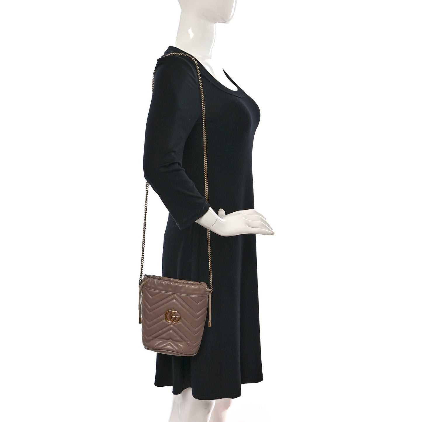 Calfskin Matelasse Mini GG Marmont 2.0 Bucket Bag Porcelain Rose