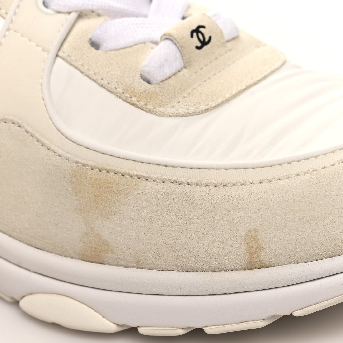Suede Calfskin Fabric CC Sneakers 40 White
