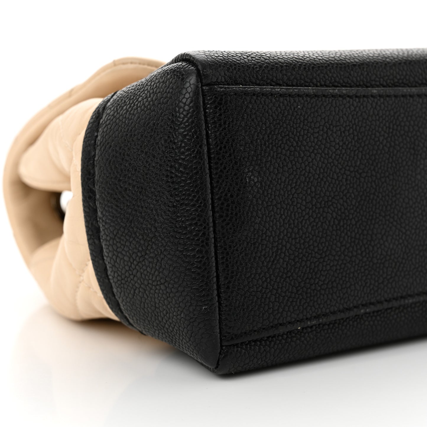 Calfskin Caviar Quilted Flap Beige Black