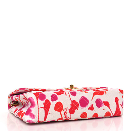 Chanel Jersey Quilted Splatter Paint Medium Single Flap Red Pink 4 of 10